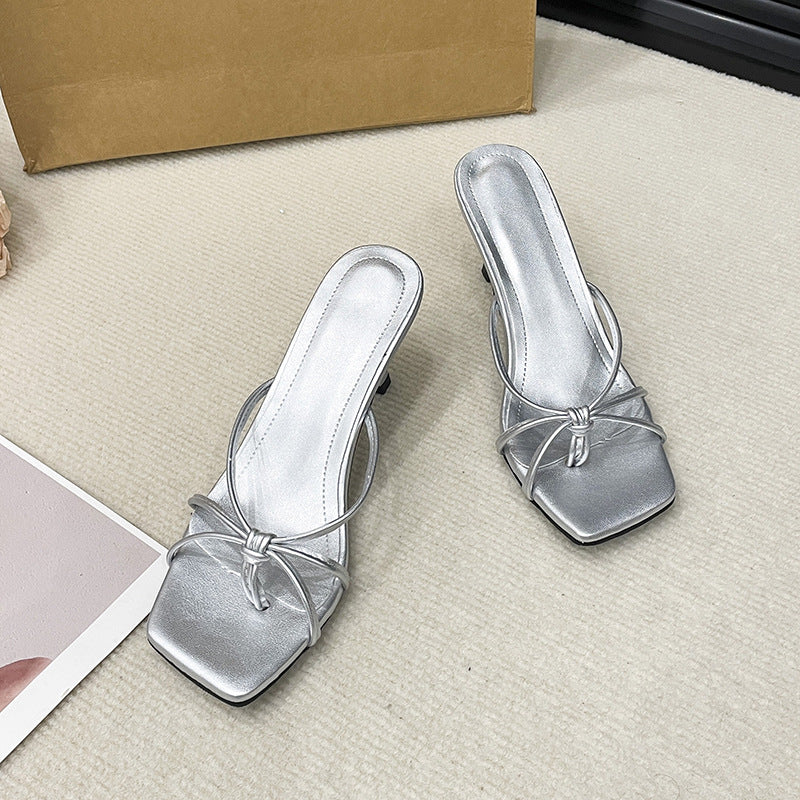 Women’s Colette Thong Heeled Slides – French-Style Strappy Toe-Post Stiletto Sandals (US4–10)