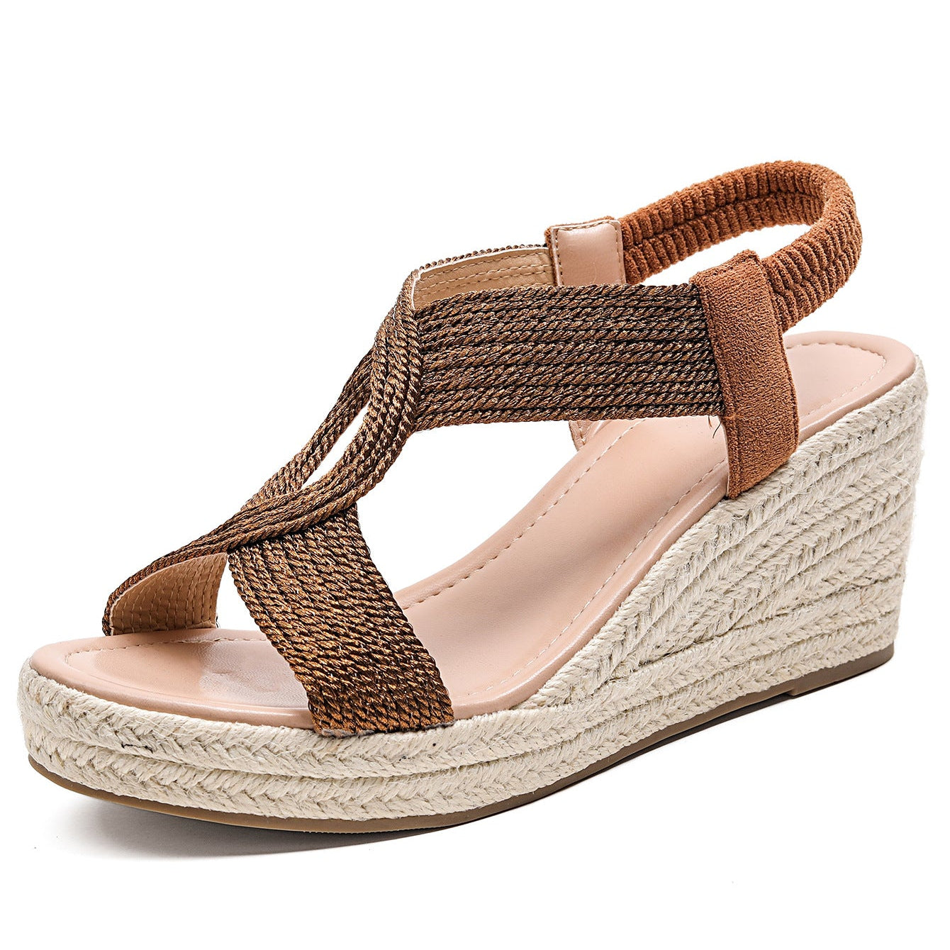Women's Ria Braid Artisan Platform Wedge Sandals – Sculpted Woven Rope Open-Toe Roman Sandals (US 4–10.5)
