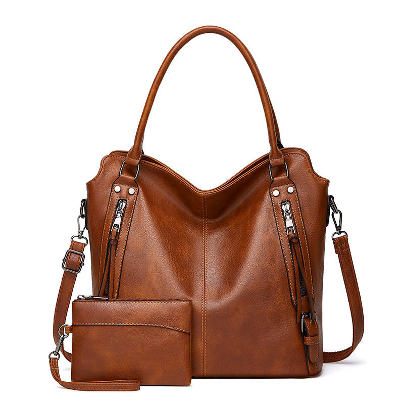 Ounamei Plaid Carry-All Hobo Tote Bag with Pouch for Women | PU Leather & Canvas Large-Capacity Shoulder & Crossbody Bag for Daily Use