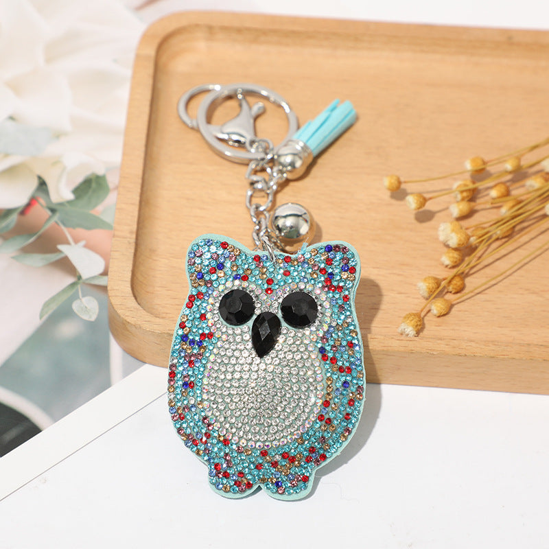 Ounamei Rhinestone Owl Keychain | Crystal Tassel Bag Charm
