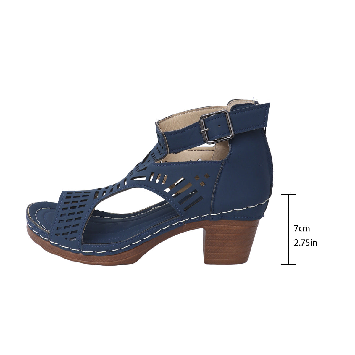 Women’s Cove Buckle Peep-Toe Heels – Cutout Chunky High Heel Sandals (US 5–10.5)