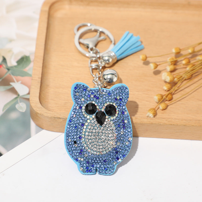 Ounamei Rhinestone Owl Keychain | Crystal Tassel Bag Charm