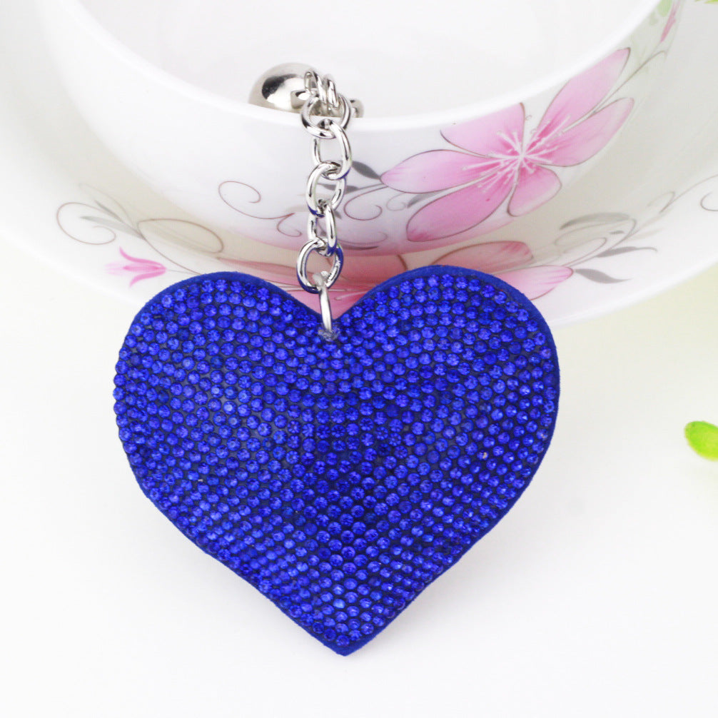 Ounamei Rhinestone Heart Keychain | Crystal Bling Tassel Bag Charm