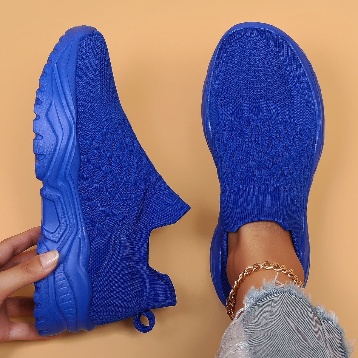 Women's Avielle Knit Slip-On Sneakers - Chunky Ridged Sole Walking Shoes (US 4-11)
