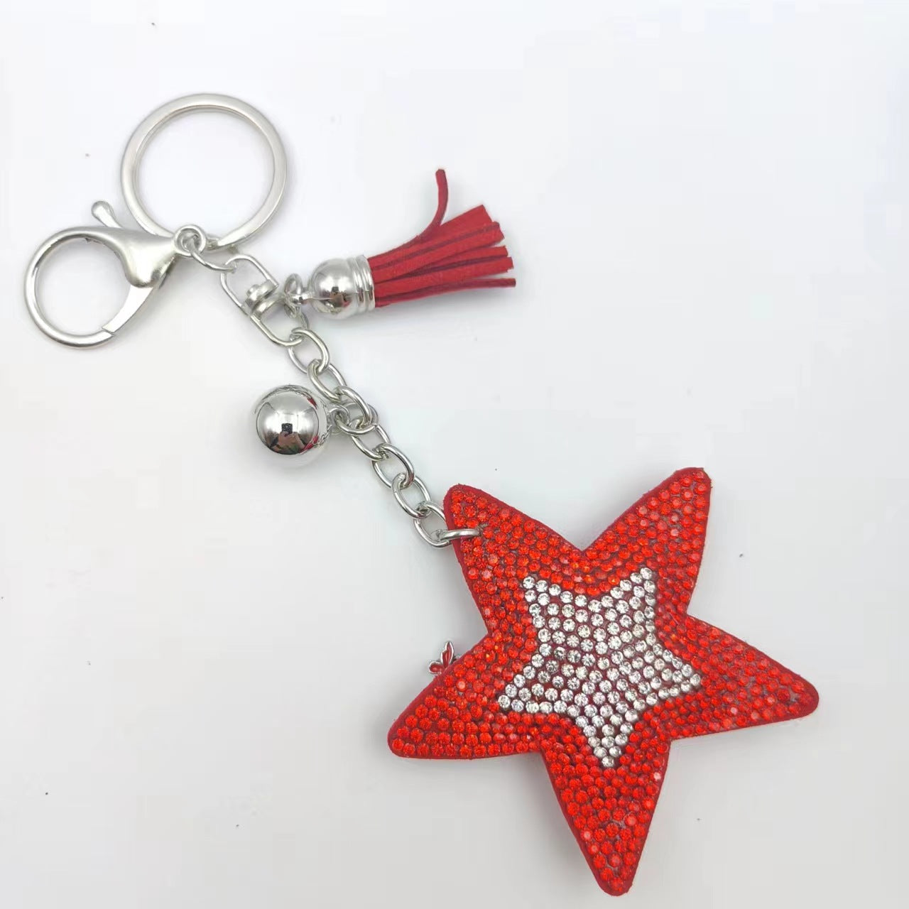 Ounamei Colorblock Star Keychain | Glitter Crystal Tassel Bag Charm