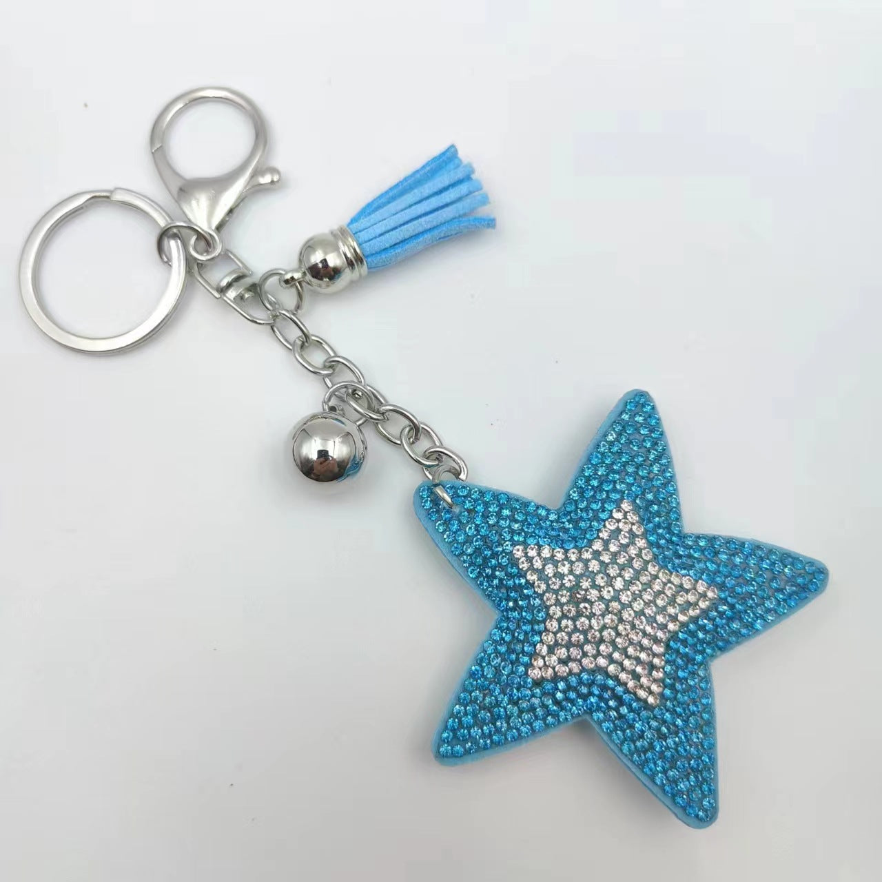 Ounamei Colorblock Star Keychain | Glitter Crystal Tassel Bag Charm
