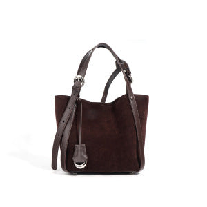 Ounamei Suede Bucket Bag Set | 2-in-1 Handbag & Crossbody Tote with Soft Suede-Finish Leather, Spacious & Stylish Everyday Bag