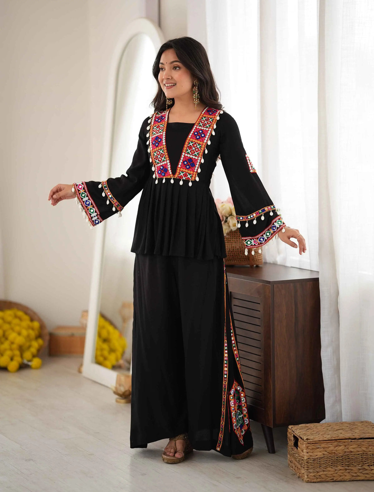 Navratri Special Traditional Black Plaza Set