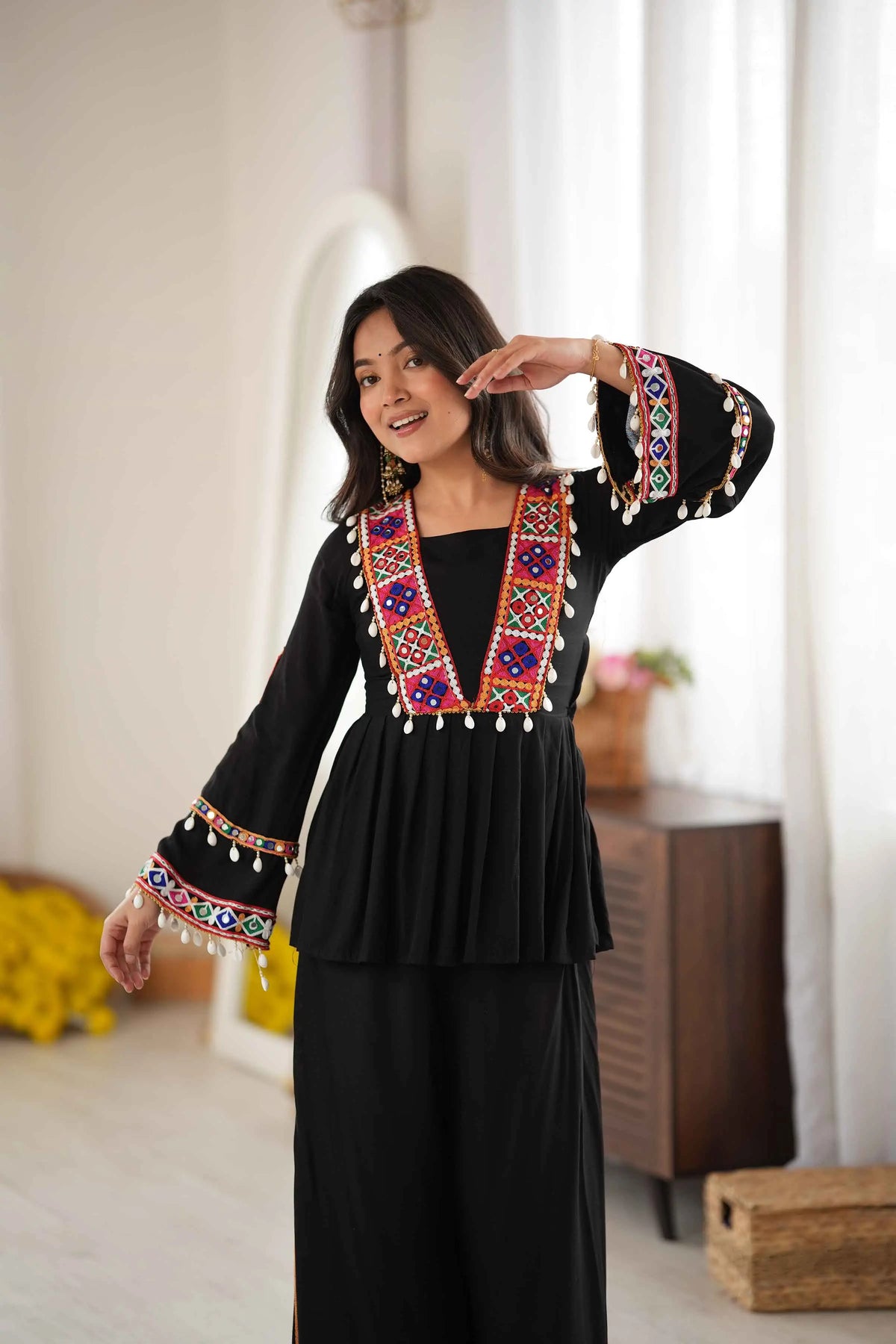 Navratri Special Traditional Black Plaza Set