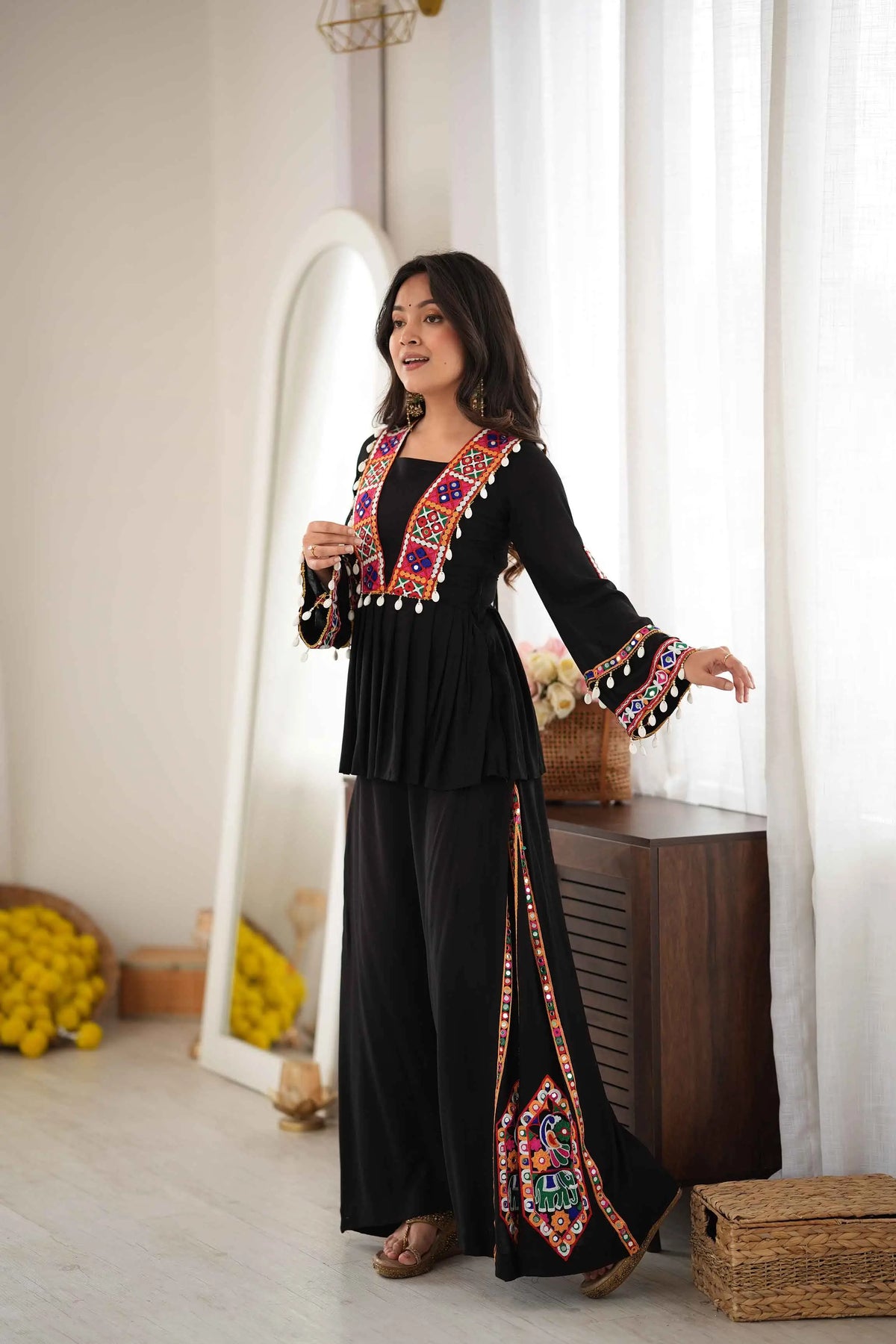Navratri Special Traditional Black Plaza Set