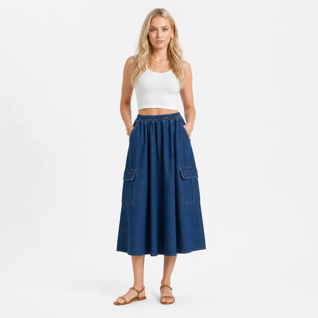 Stella Ruffle Denim Skirt
