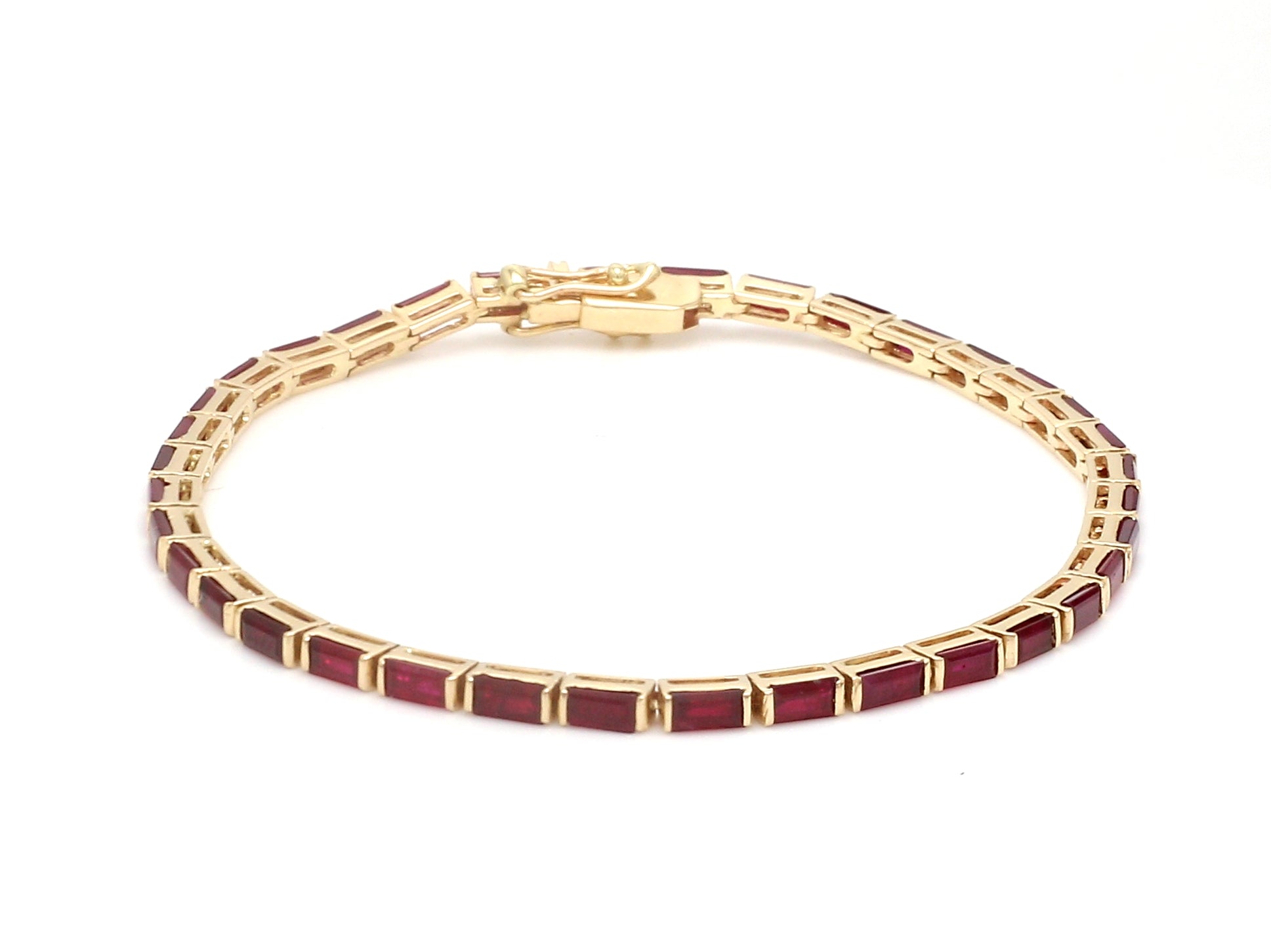 Real Ruby Baguette Channel Set Tennis Bracelet - qivii