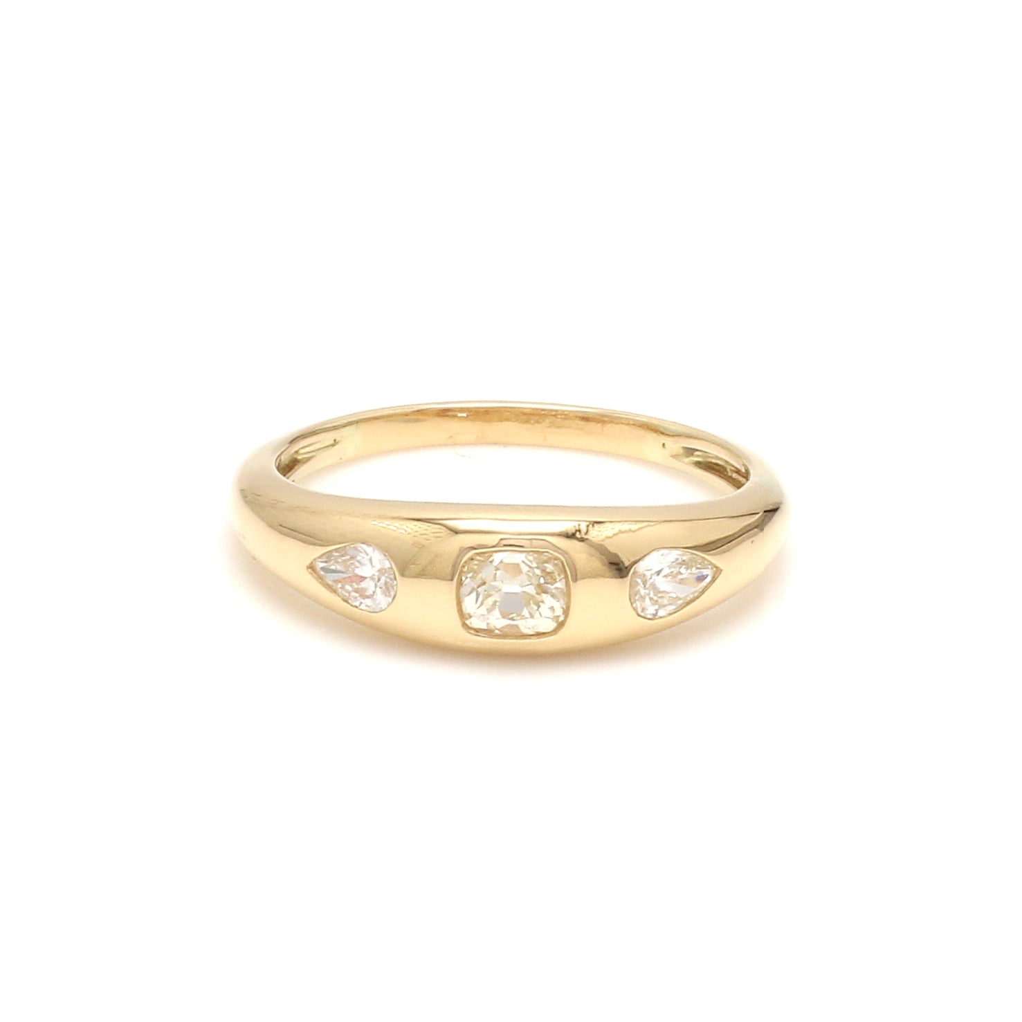 Diamond Cushion and Pear Chunky Ring - qivii
