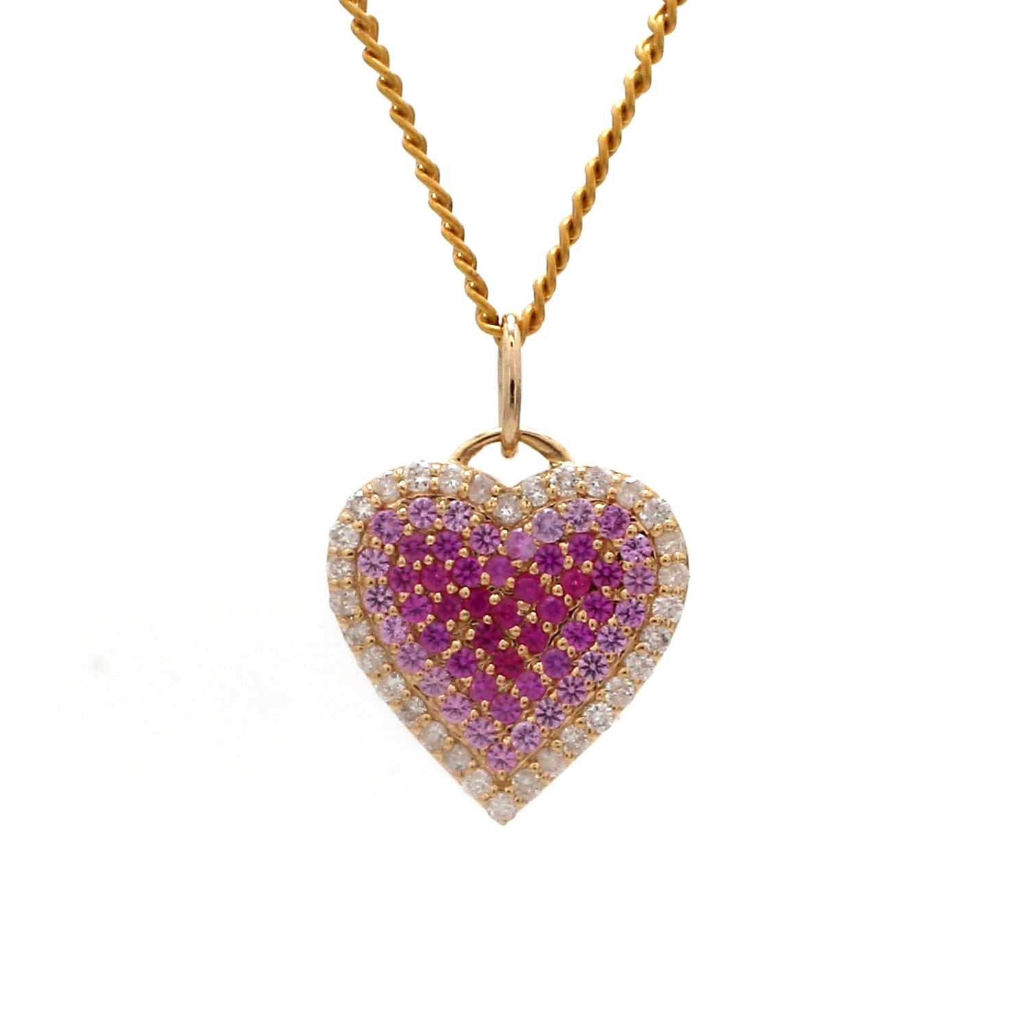 Pink Sapphire With Diamond Heart Pendant - qivii