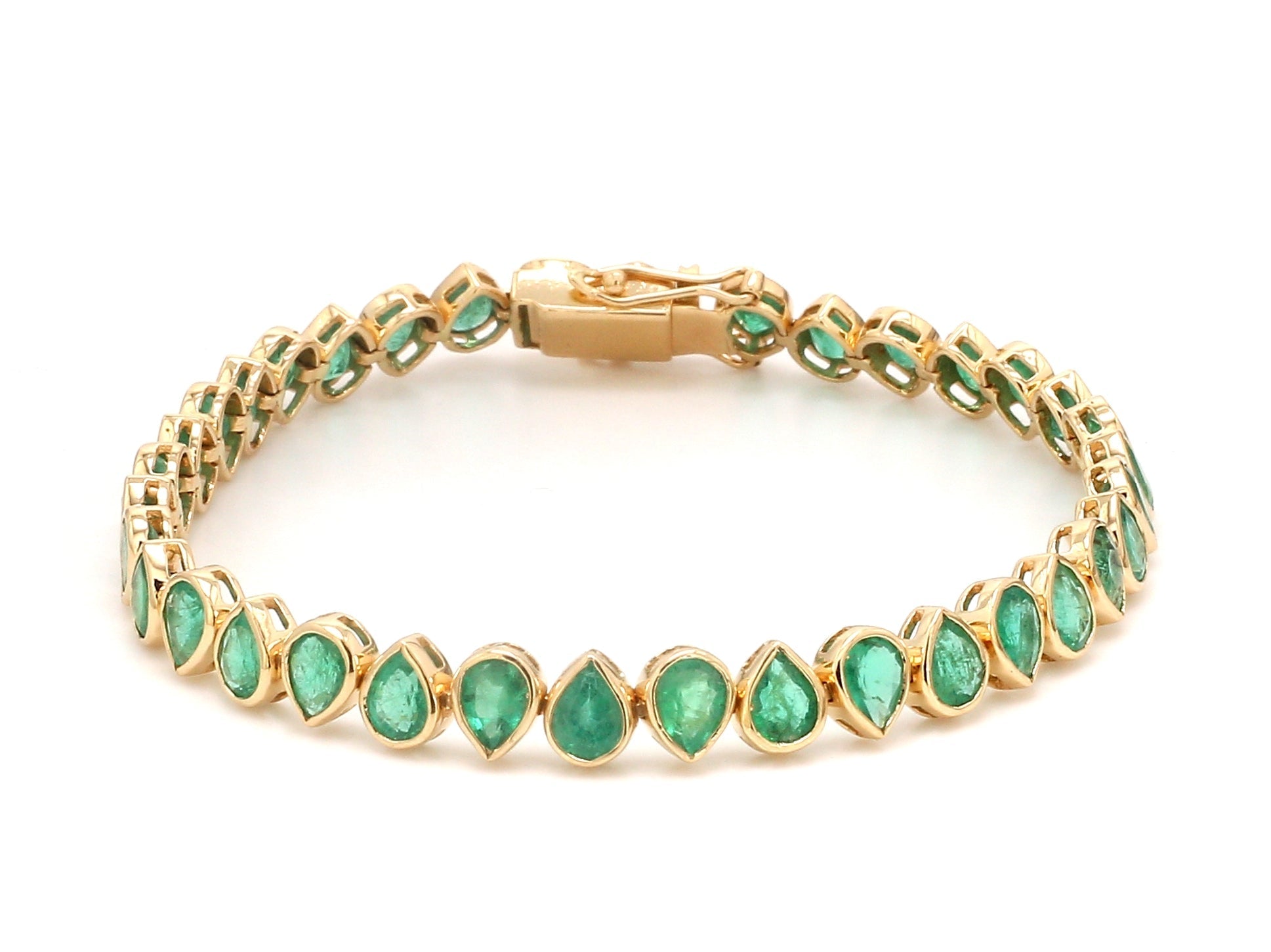 Emerald Pear Bezel Set Upside Down Bracelet - qivii