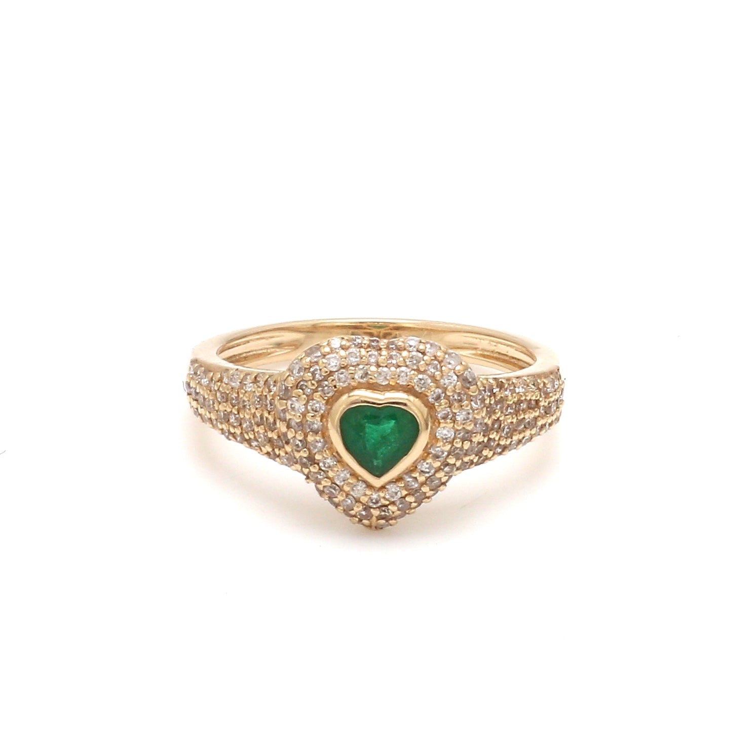 Emerald Heart Diamond Pinky Ring - qivii