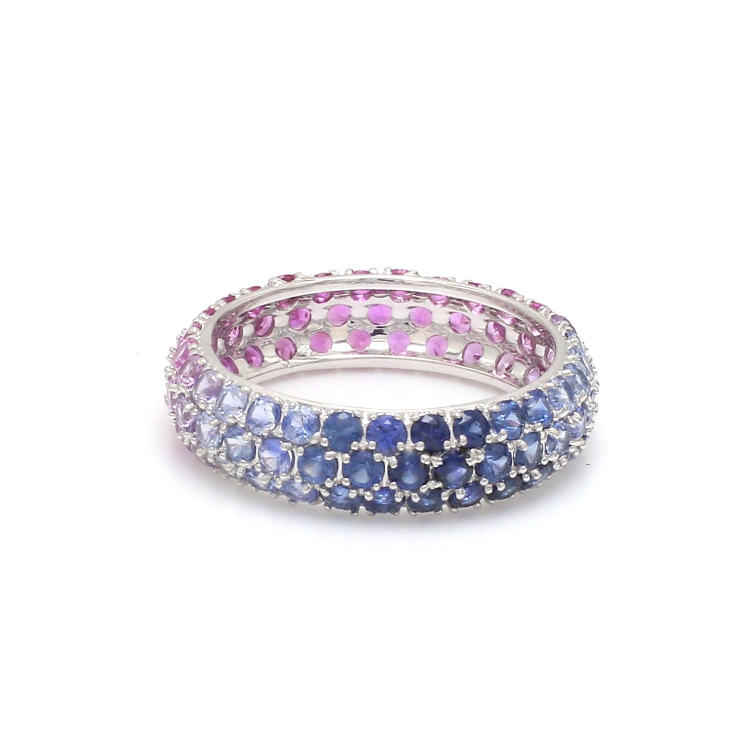 Blue Pink Purple Sapphire Pave Ombre Ring - qivii