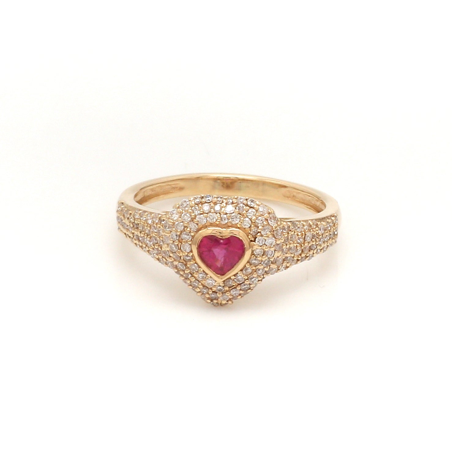 Ruby Diamond Heart Pinky Ring - qivii