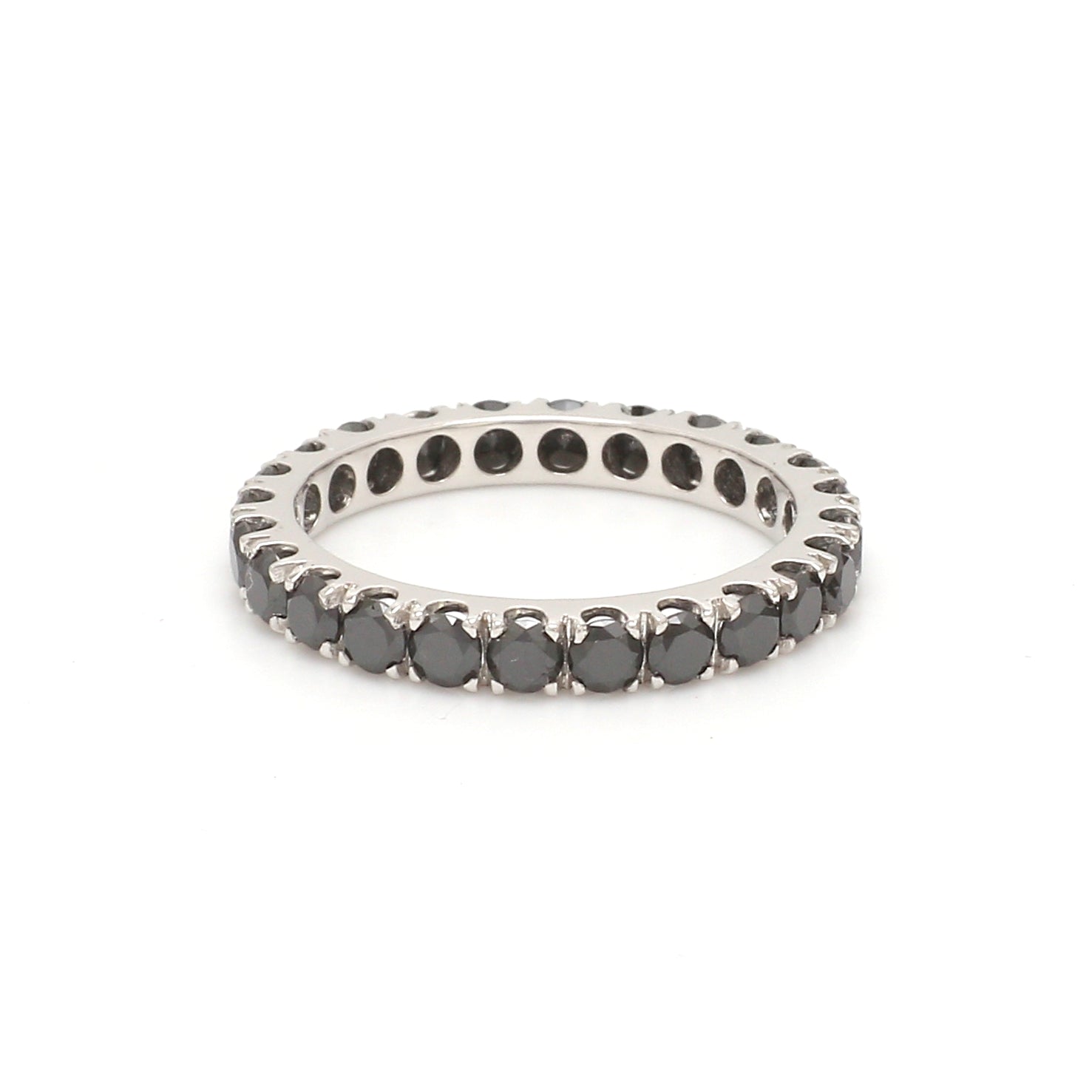 Black Diamond Round Eternity Ring - qivii