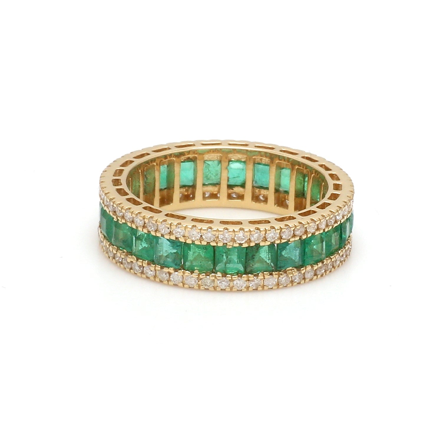 Emerald Diamond Princess Eternity Ring - qivii