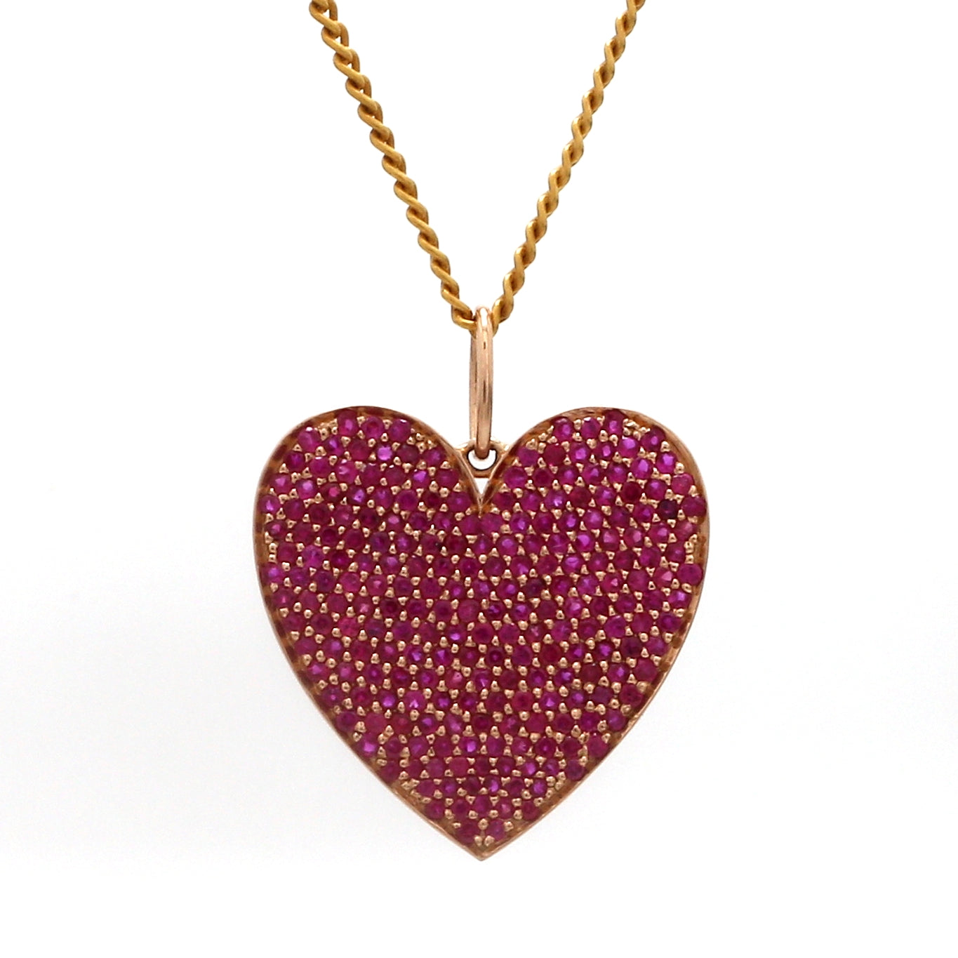 Ruby Carats Heart Pave Pendant Necklace Gold - qivii