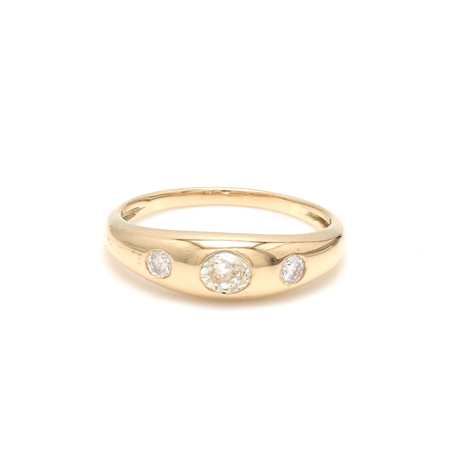 Diamond Oval Three Stone Chunky Ring - qivii
