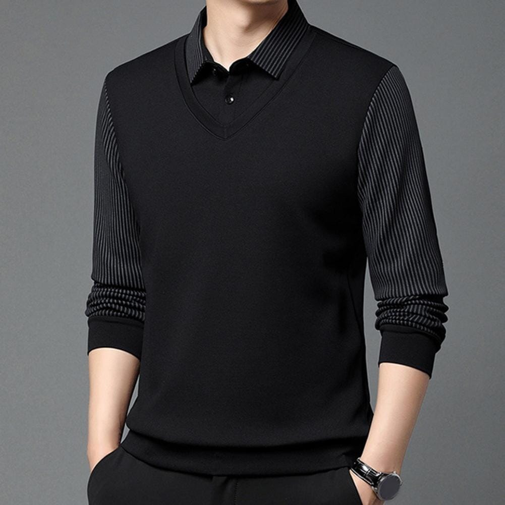 Julian™ - Elegante Gestreepte Kraag Twee Delige Shirt - By Qivii