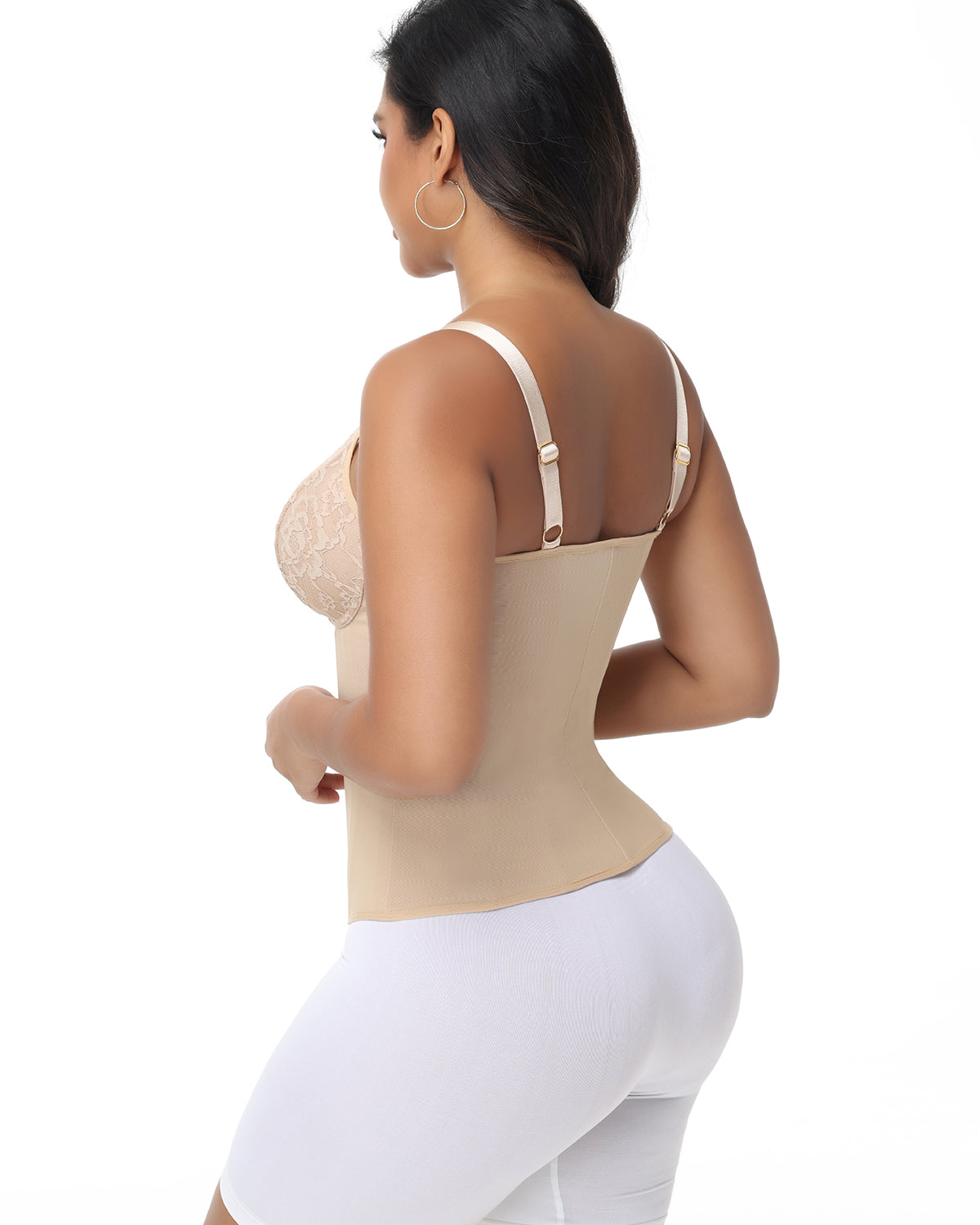 Shapshe® Deep V Lace Corset Top Trimmed Waist Trainer with Front Zipper