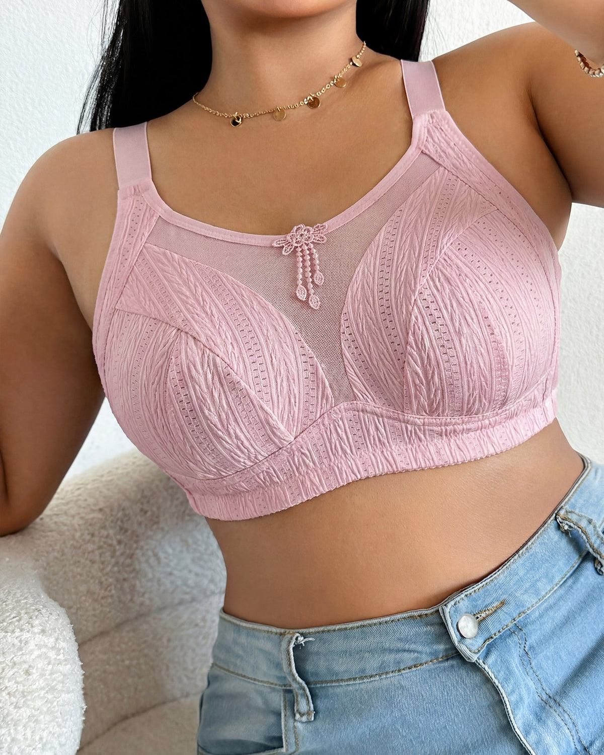 Mesh Adjustable Strap Plus Size Support Shapewear Bra