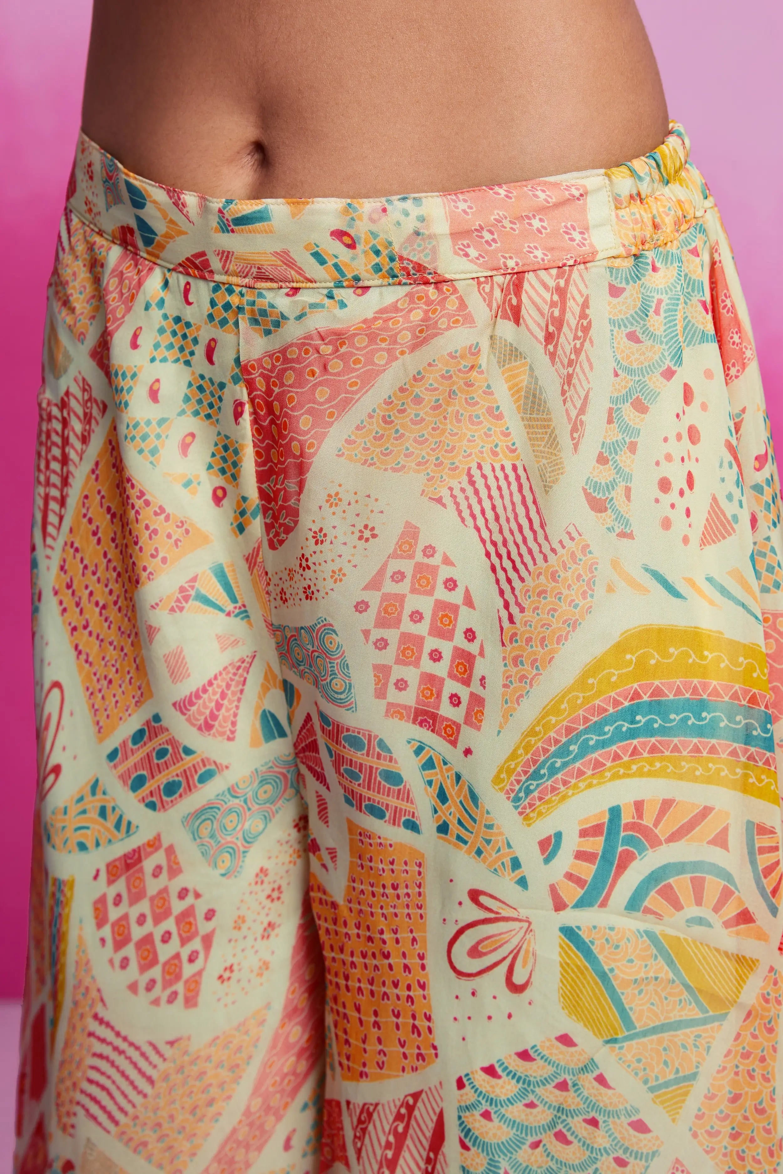 Cream Printed Organza Co-ord Set - qivii