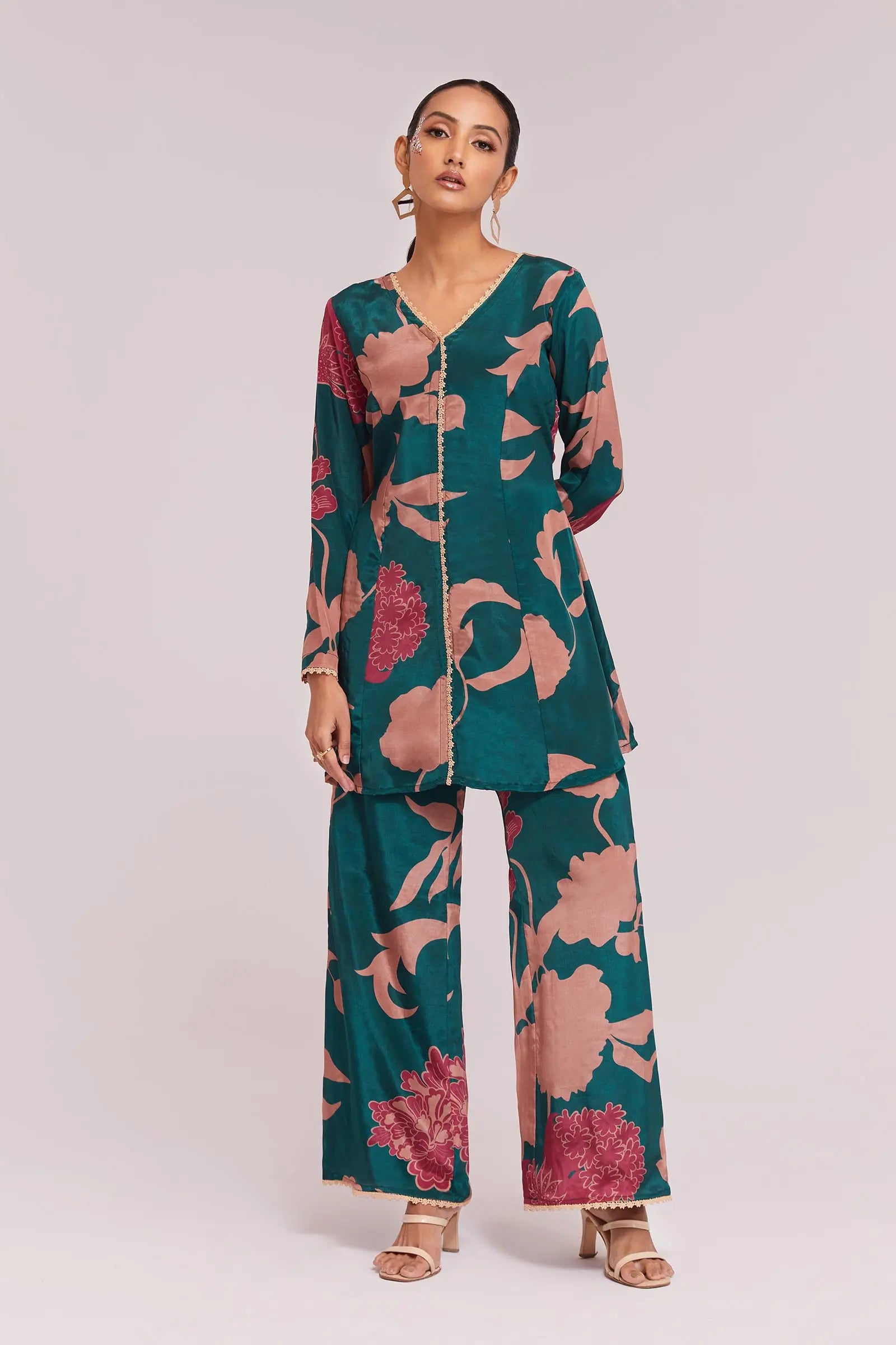 Teal Printed Co-ord Set - qivii
