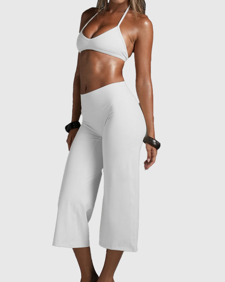 Cpari Wide-Leg Pants Yoga Sportswear Set - By Qivii