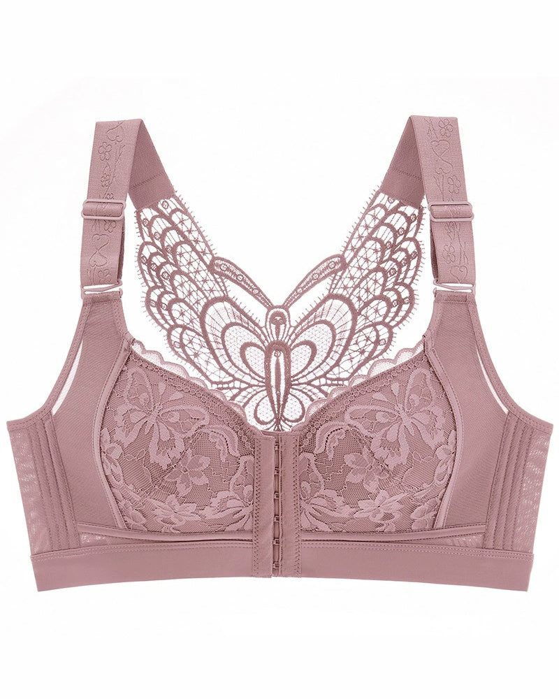 Front Closure Minimizer Butterfly Backless Bra Adjustable Wireless Comfort Bra