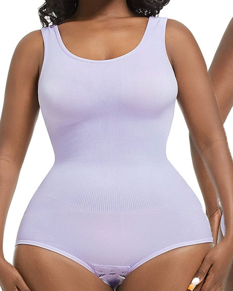 Women's Seamless Round Neck Tummy Control Briefs Bodysuit