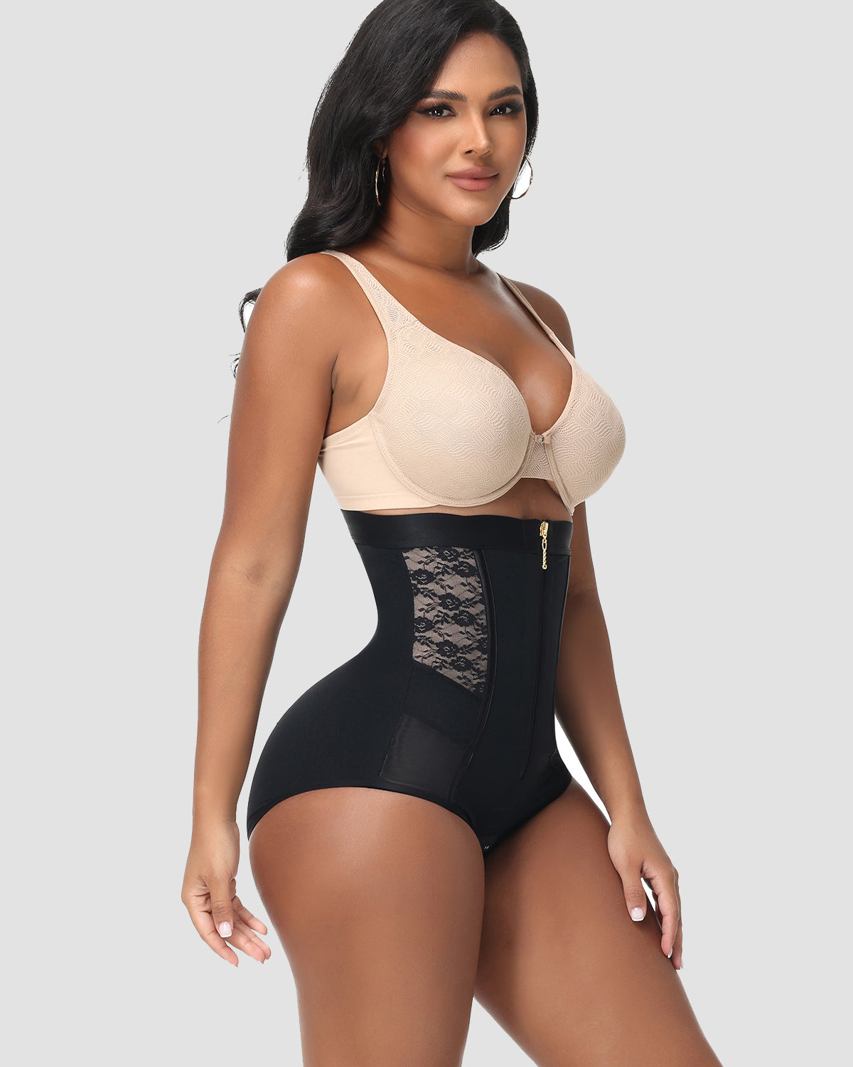 High Waist Tummy Control Butt Lifter Zipper Panty