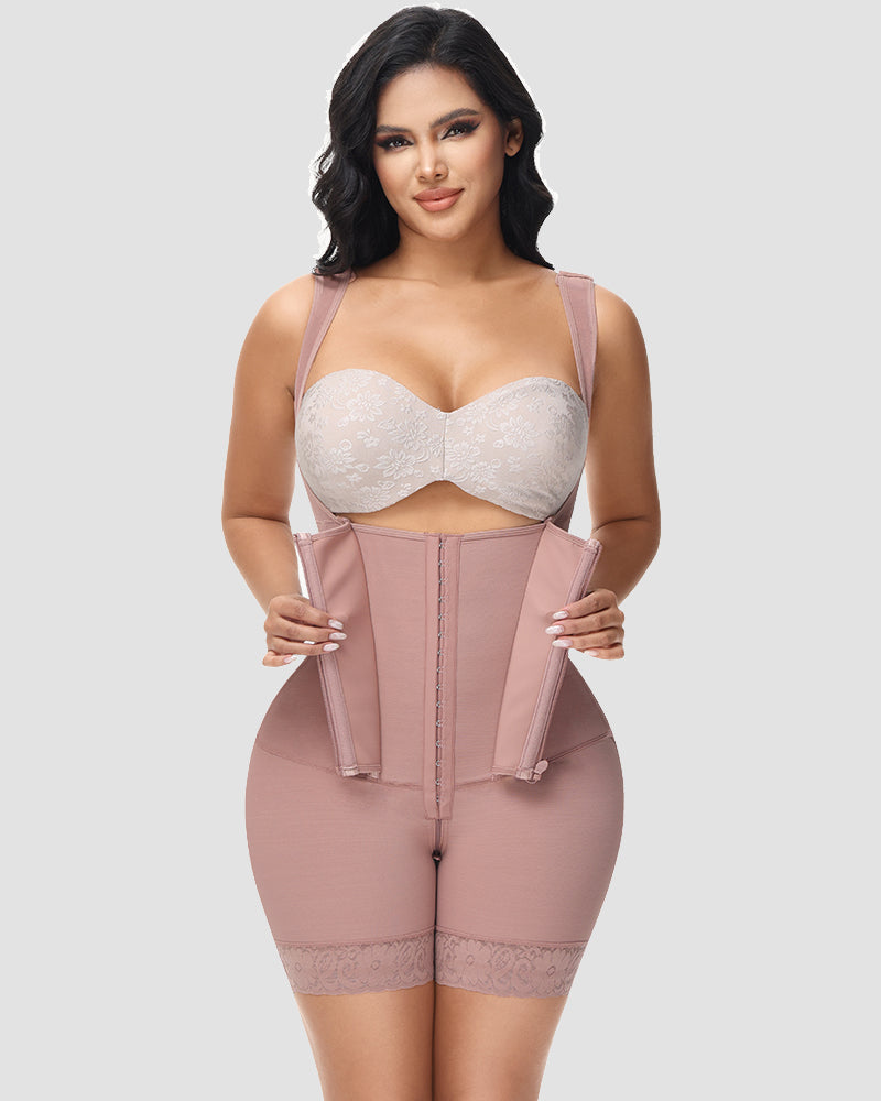 Shapshe® High compression Front Zipper Mid Thigh Shapewear