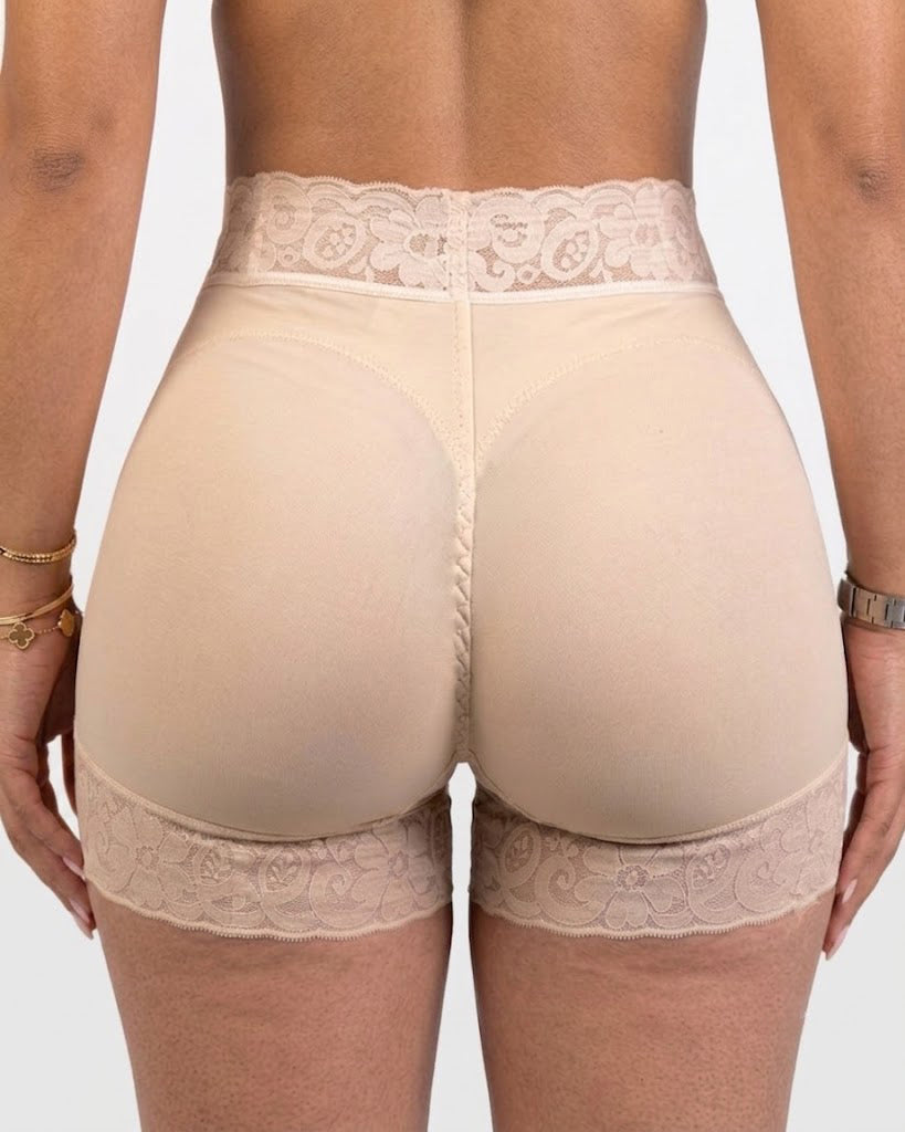 Front Hook Lace Waist Butt Lifting High Waist Shaping Shorts