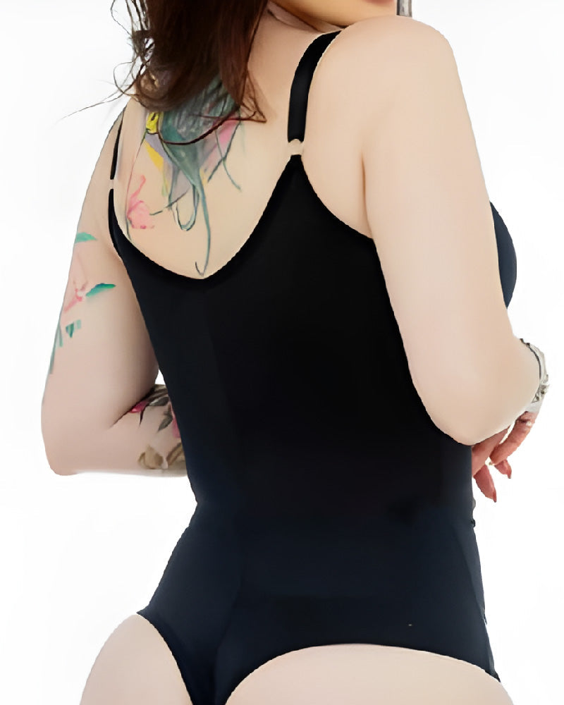 Shapshe® High Compression Thong Body Shaper Deep V-Neck Hook And Eye Closure Shapewear