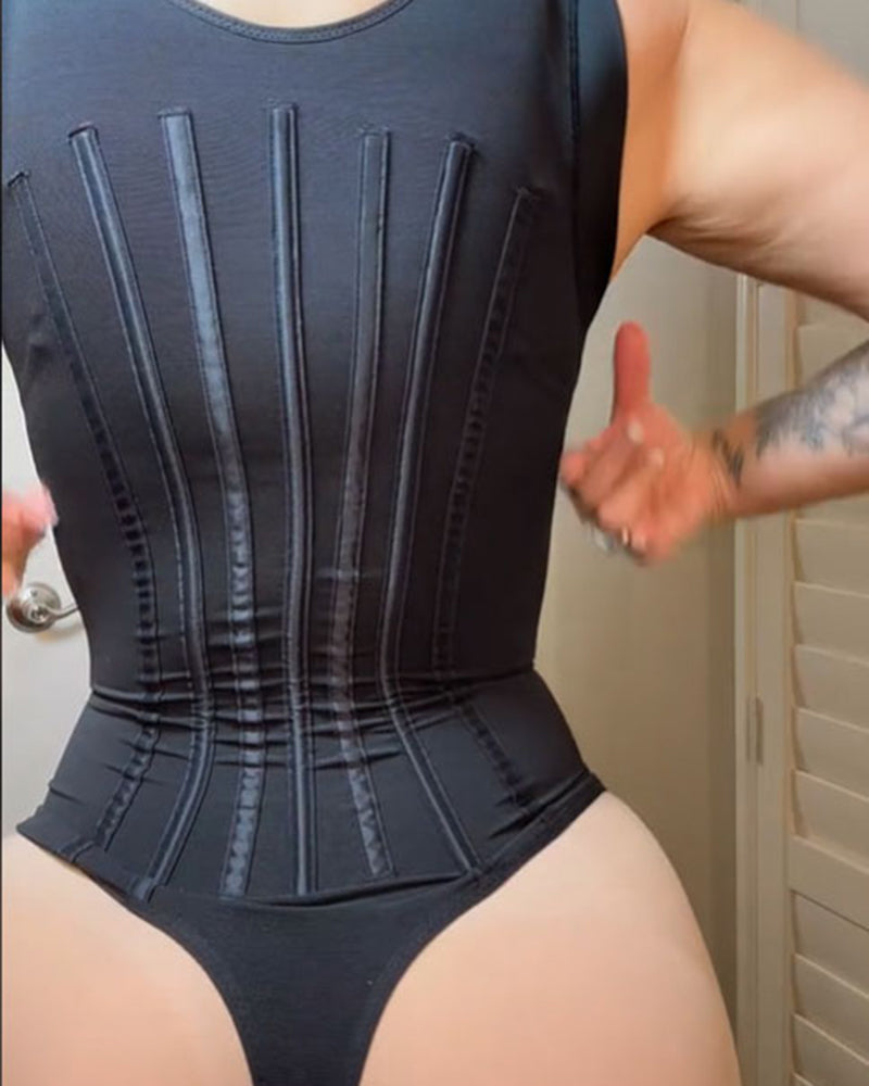 Fajas Colombianas Zipper Sleeveless Breast Wrapped Steel Bone Waist Trainer Shapewear