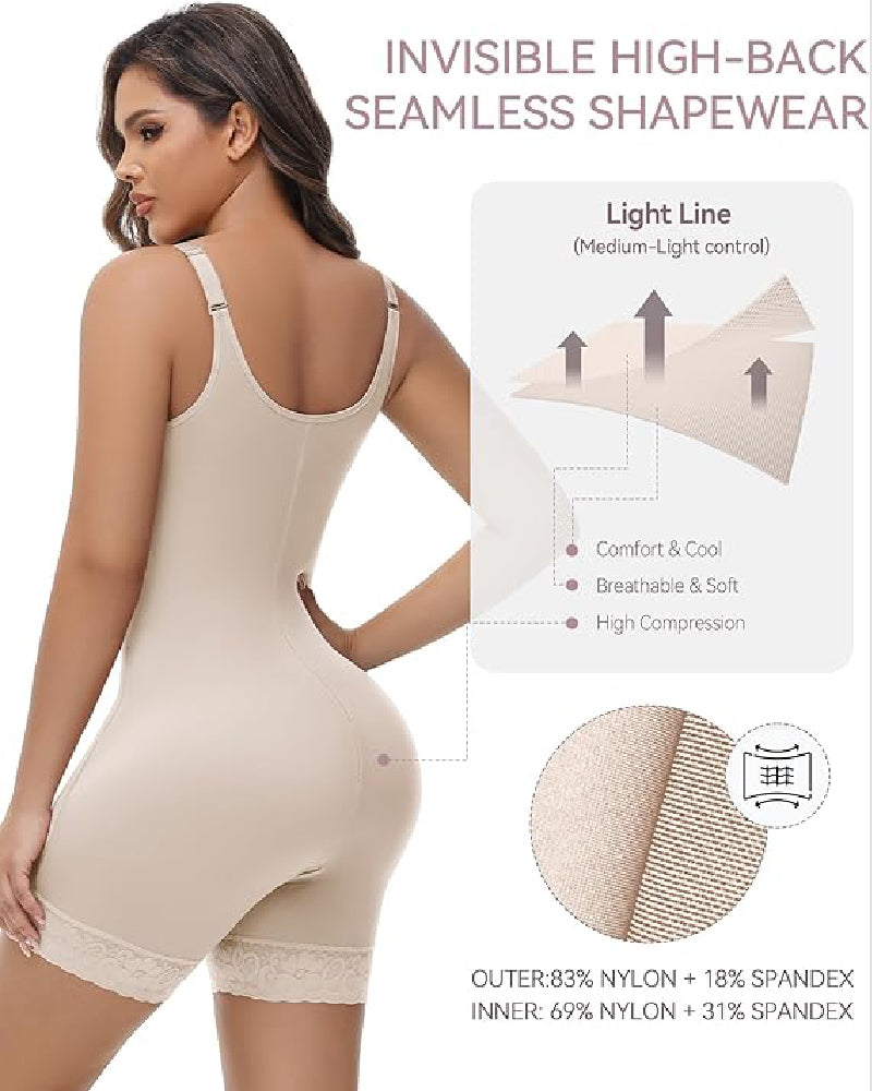 Shapshe® Tummy Control Open Bust Butt Lifter Bodysuits Shapewear - By Qivii