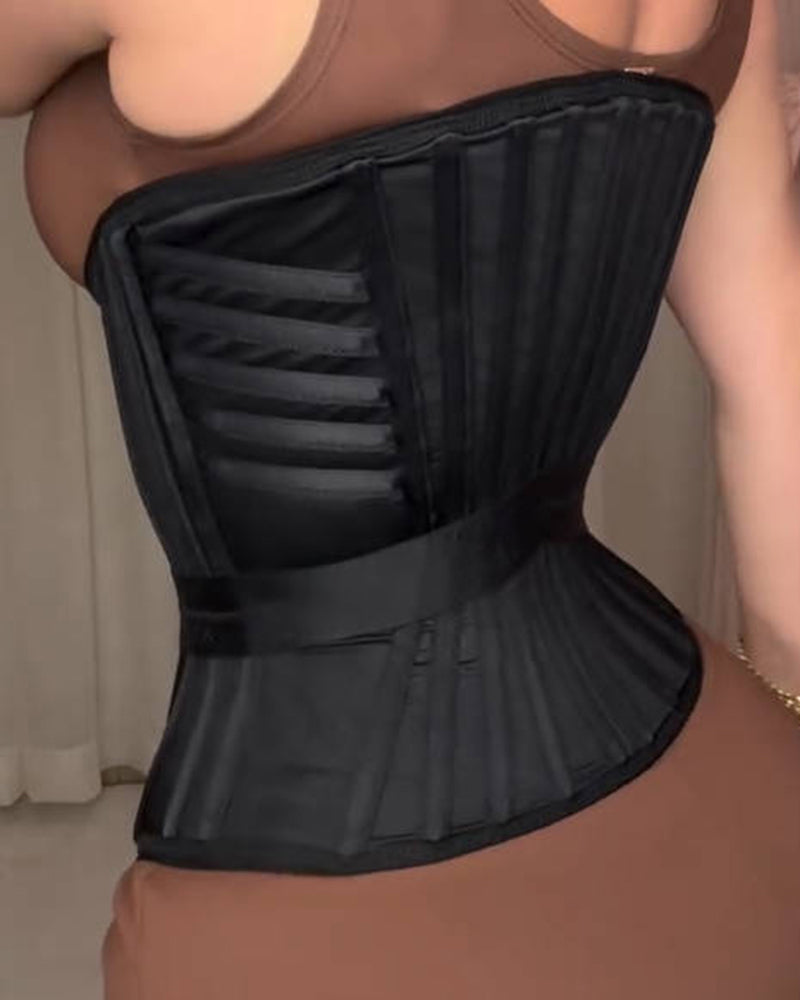 Fajas Colombianas Boned Corset Waist Trainer With Elastic Band - By Qivii