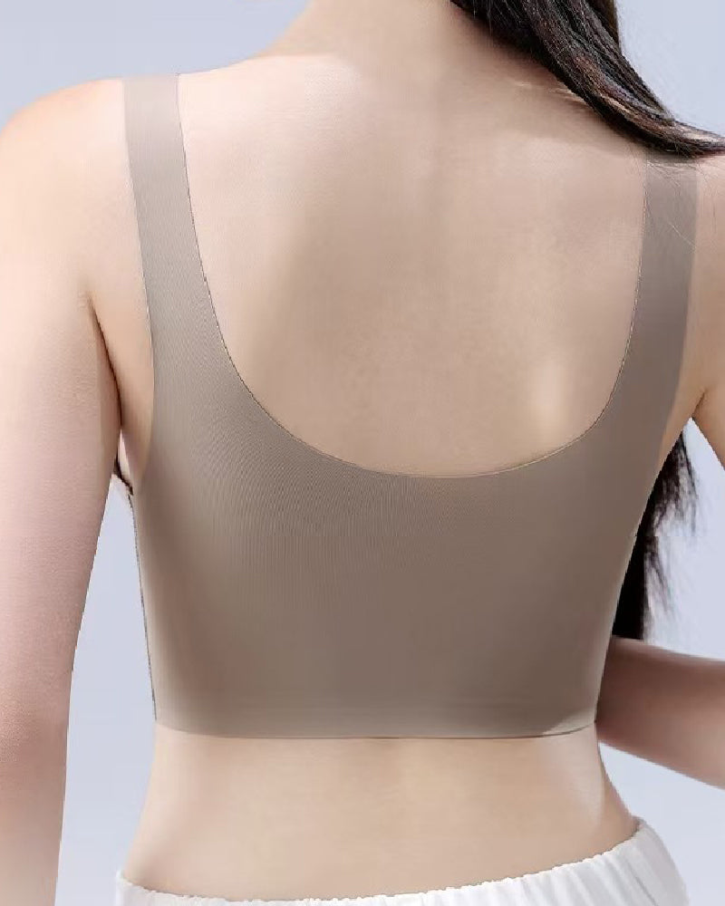 Thin Seamless Wireless Push-Up Fixed Cup Lettering Straps Bra