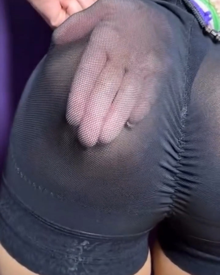 Low Waist Seamless Sheer Mesh Butt Lift Shaping Shorts
