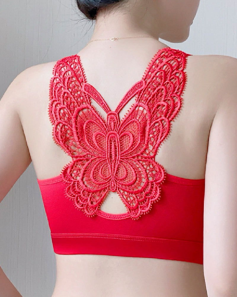 Front Closure Minimizer Butterfly Backless Bra Adjustable Wireless Comfort Bra