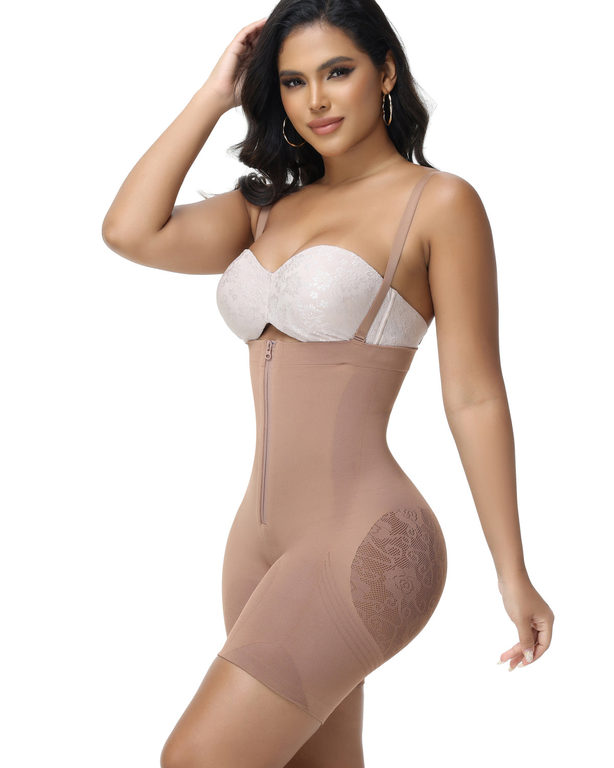 Shapshe® Hip Mesh High Waisted Faja Shaping Shorts with Zip Closure for Women