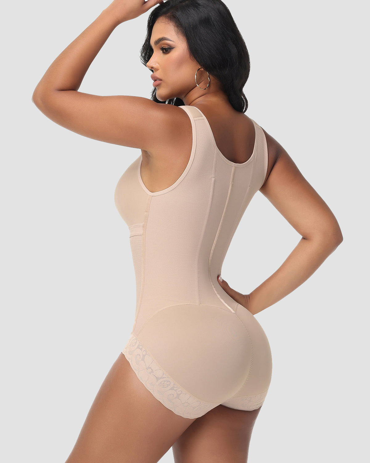 Double-Layer PowerMesh Hourglass Tummy Sculpt Zipper Bodysuit With Bra