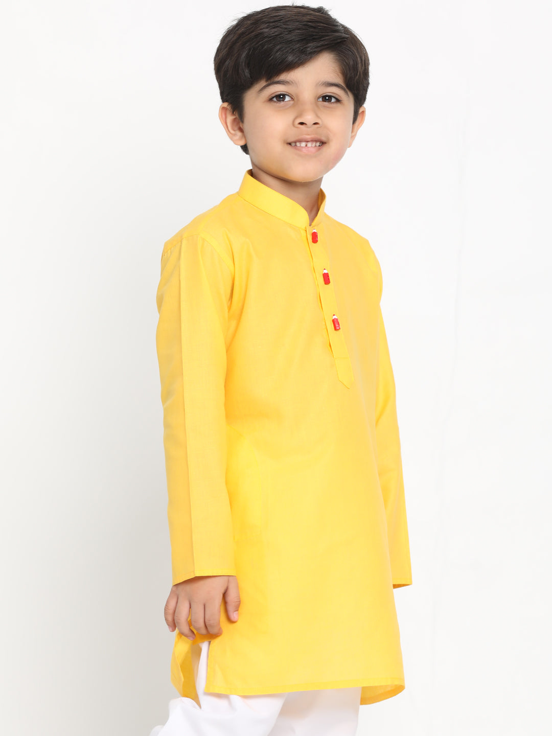 Vastramay Boy's Yellow Solid Kurta - qivii