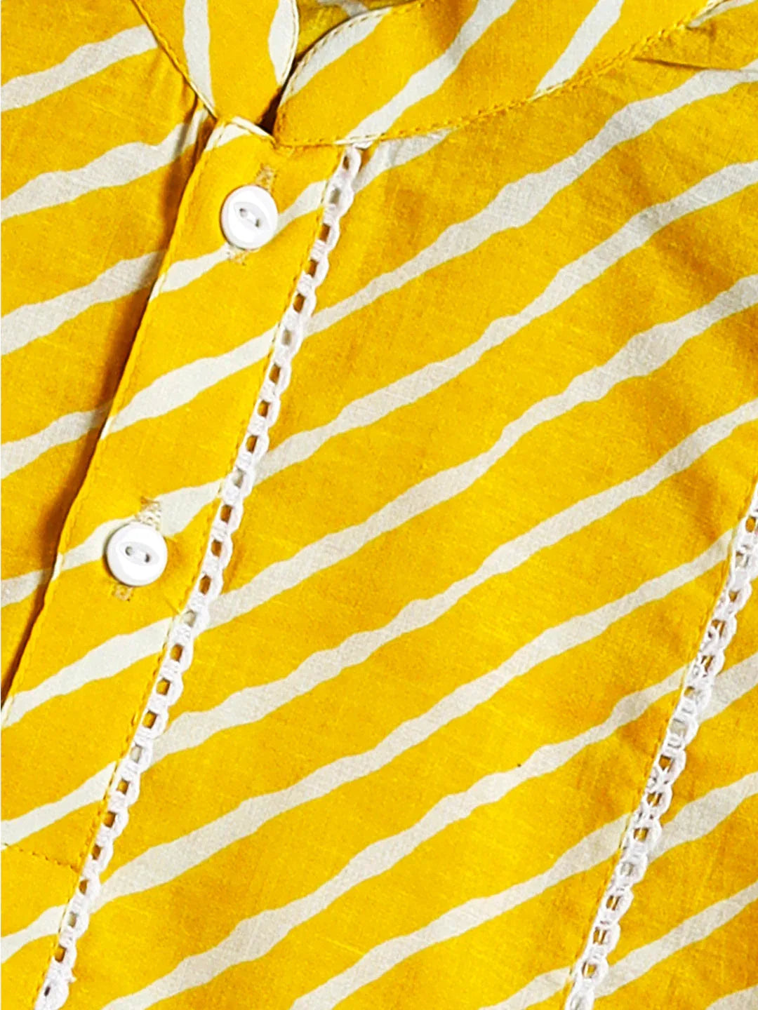 Infant Boy's Yellow And White Cotton Kurta Pyjama Set