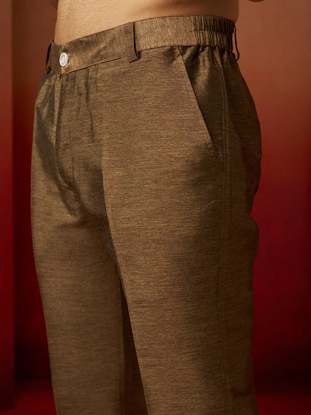 Men Bronze Gold Silk 3-Piece Jacquard Set