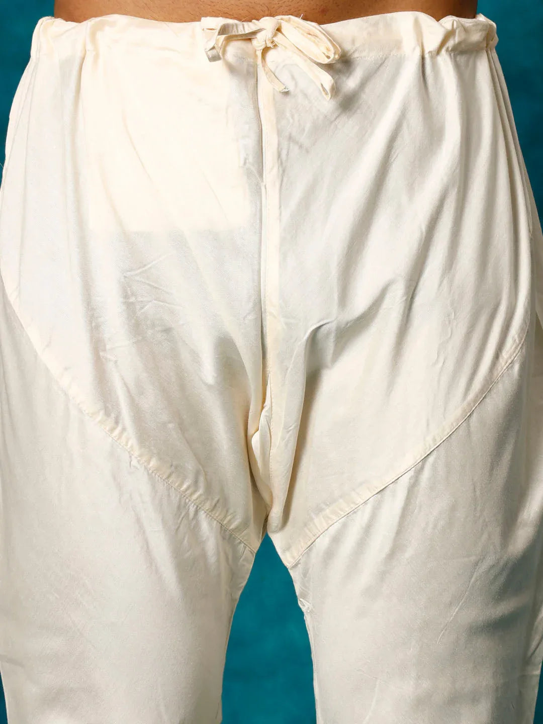 Men's Black And Cream Cotton Blend Kurta Pyjama Set